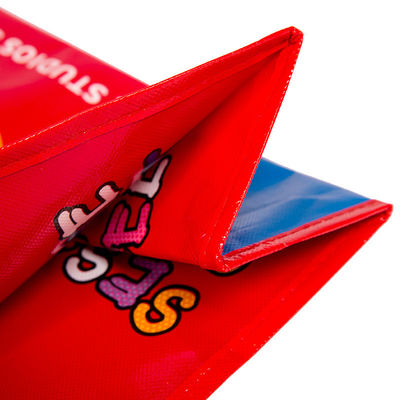Custom Red Blue Printed Zipper PP Non Woven Handle Bag