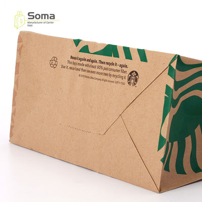 100% Recyclable Shopping Gift Brown Kraft Paper Grocery Bag