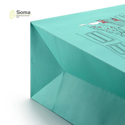 Twisted Handle Food Take Away Bule Printed Kraft Paper Bags