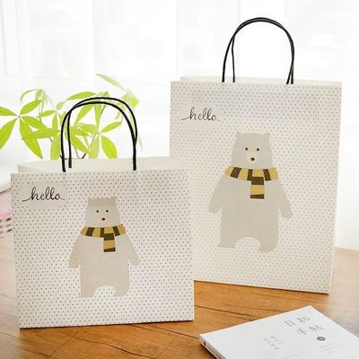 White Shopping Twisted Handle Recyclable Printed Kraft Paper Bags