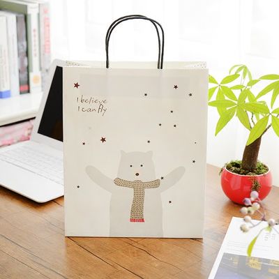 White Shopping Twisted Handle Recyclable Printed Kraft Paper Bags