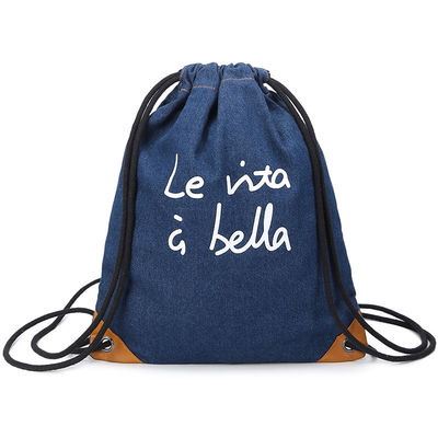 Pu Corner Logo Printed Nylon Backpack Drawstring Packaging Bags