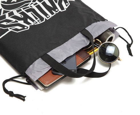 Eco Gift Sport Gym Black Custom Logo Nylon Drawstring Bag