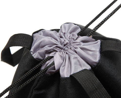 Eco Gift Sport Gym Black Custom Logo Nylon Drawstring Bag