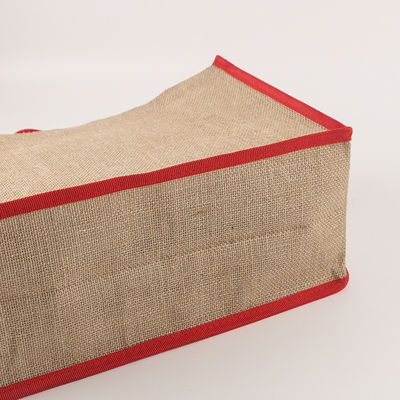 Eco 100% Reusable Shopping Storage Red Handle Jute Tote Bags