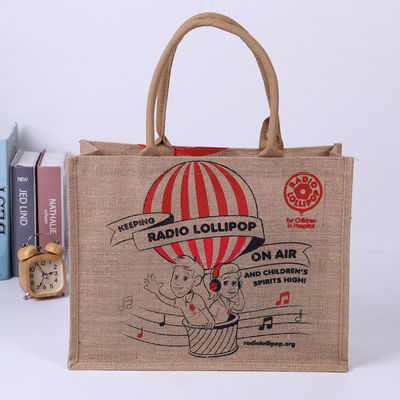 Custom Printed Eco Reusable Large Shopping Tote Burlap Jute Bag