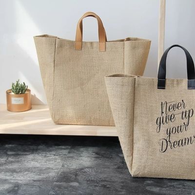 Natural Burlap Eco Friendly Tote Reusable Jute Shopping Bag