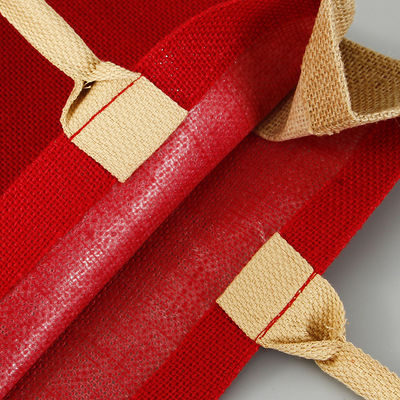 Printing Logo Large Red Inside Lamination Jute Shopping Bag