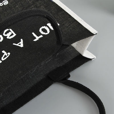 Eco Friendly Printed Cotton Webbing Handle Jute Tote Bags