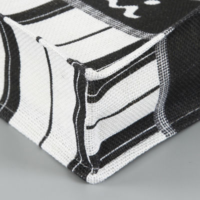 Eco Friendly Printed Cotton Webbing Handle Jute Tote Bags