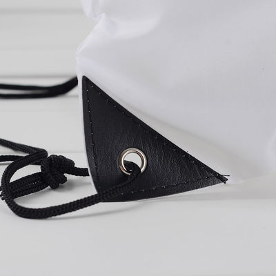 PU Corner 210D White Waterproof Polyester Drawstring Bags