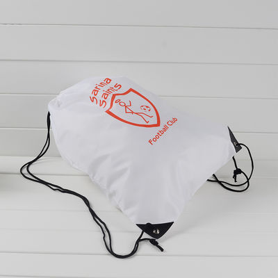 PU Corner 210D White Waterproof Polyester Drawstring Bags