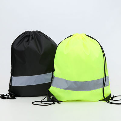 Reflective Strip 210D Polyester Drawstring Packaging Bags