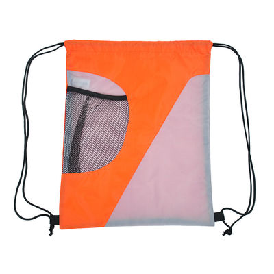 Drawstring Mesh Pocket 190T Sports Nylon Backpack Bags