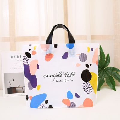 Logo Grocery Shopping Tote Plastic Soft Loop Handle Bag
