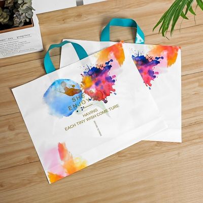 LDPE Logo Printed White Plastic Shopping Tote Bag