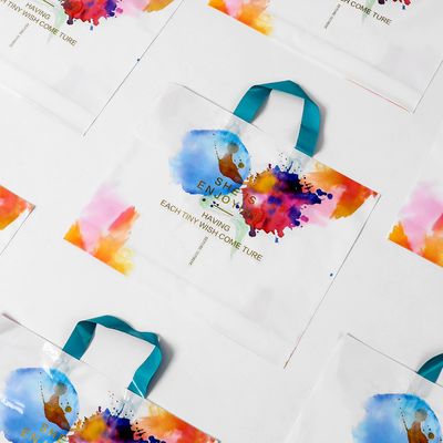 LDPE Logo Printed White Plastic Shopping Tote Bag