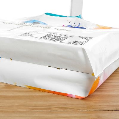 LDPE Logo Printed White Plastic Shopping Tote Bag