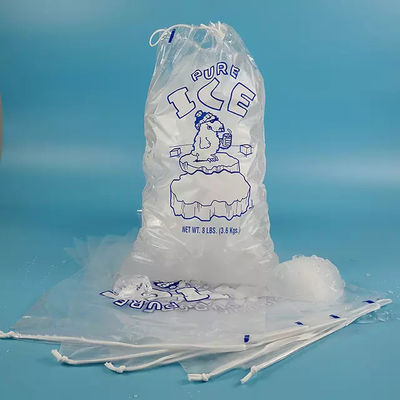 Biodegradable Transparent ICE Drawstring Printed Plastic Bag