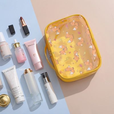 Fancy OEM Logo Print Yellow Beauty PVC Makeup Pouch