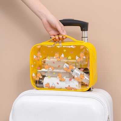 Fancy OEM Logo Print Yellow Beauty PVC Makeup Pouch