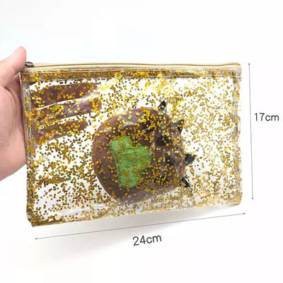 Waterproof Clear Zipper Glitter Shining PVC Cosmetic Bag
