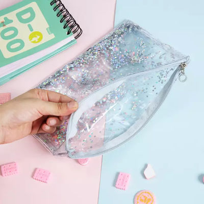 Waterproof Clear Zipper Glitter Shining PVC Cosmetic Bag