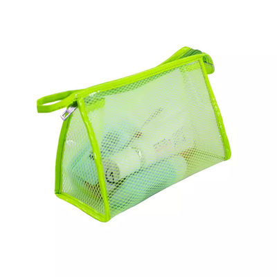 Waterproof Green Travel PVC Mesh Zipper Cosmetic Bags