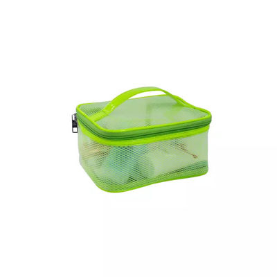 Waterproof Green Travel PVC Mesh Zipper Cosmetic Bags