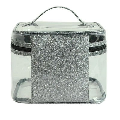 Waterproof Durable Glitter Grey PVC Cosmetic Bag