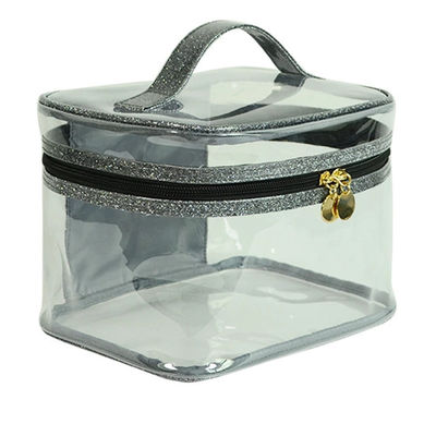 Waterproof Durable Glitter Grey PVC Cosmetic Bag