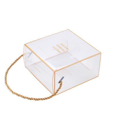 Gold Logo Print Gift Handle PVC Clear Plastic Packaging Boxes