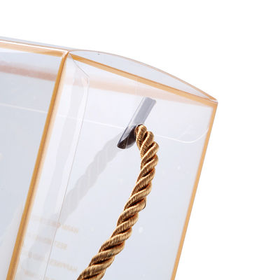 Gold Logo Print Gift Handle PVC Clear Plastic Packaging Boxes