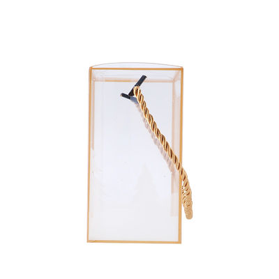 Gold Logo Print Gift Handle PVC Clear Plastic Packaging Boxes