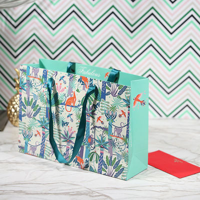 Promotional LOGO Ribbon Handle Paper Reusable Shopping Bag