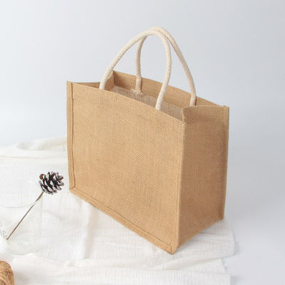 100% Jute Material Plain Natural Fiber Tote Bags Waterproof