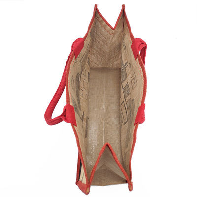 Organic Jute Fabric Foldable Jute Shopping Bag Reinforced Handle