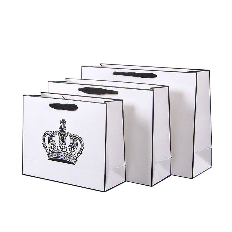 230GSM Shopping Holiday Gift White Custom Printed Paper Bags