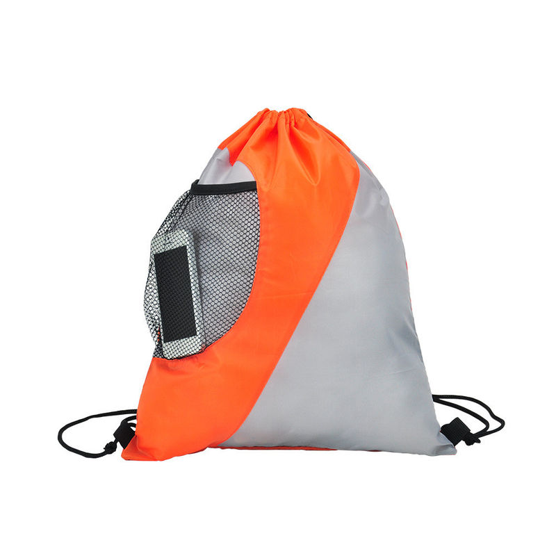 Drawstring Mesh Pocket 190T Sports Nylon Backpack Bags