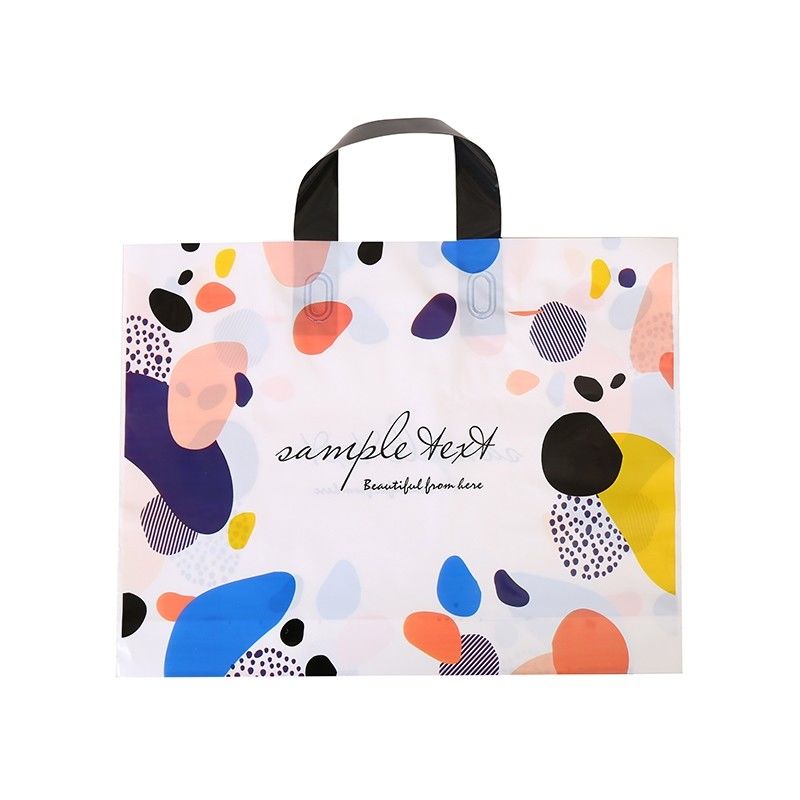 Logo Grocery Shopping Tote Plastic Soft Loop Handle Bag