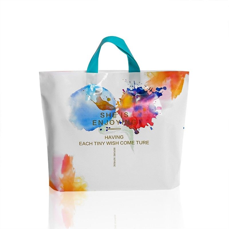 LDPE Logo Printed White Plastic Shopping Tote Bag