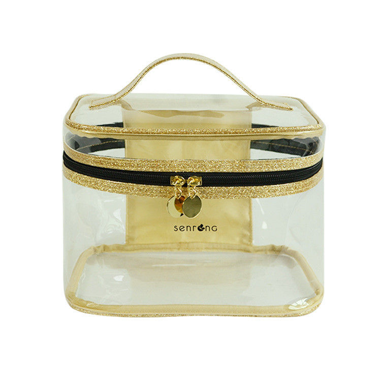 Transparent Gold Glitter Cosmetics PVC Makeup Bag