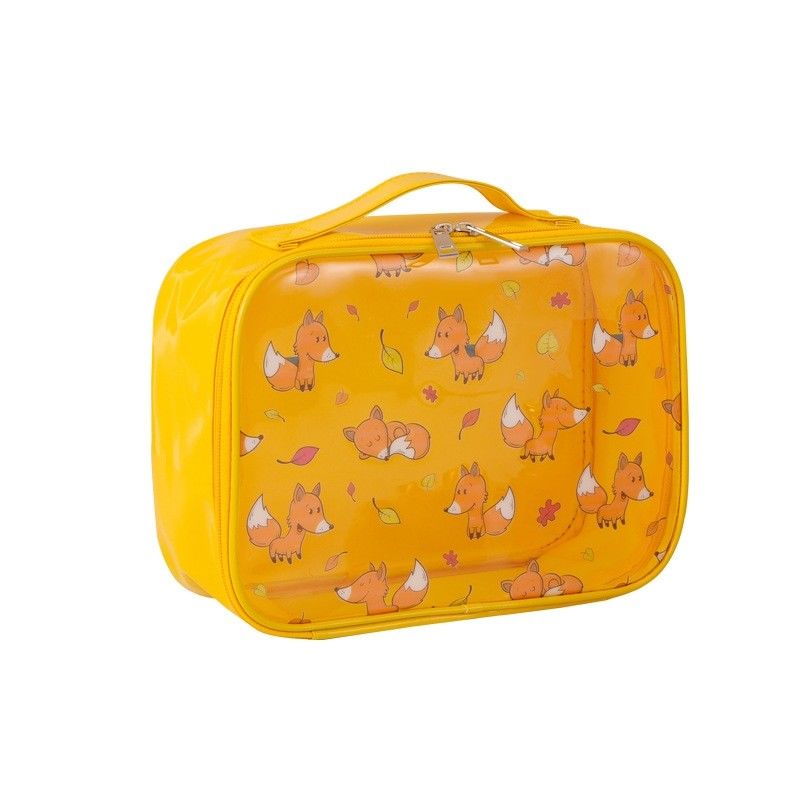 Fancy OEM Logo Print Yellow Beauty PVC Makeup Pouch