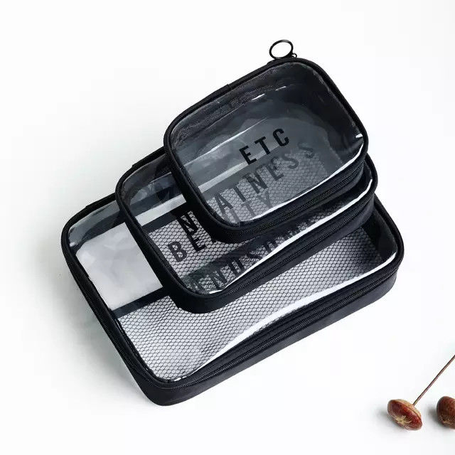 Logo Print Portable Travel Transparent Clear PVC Cosmetic Bag