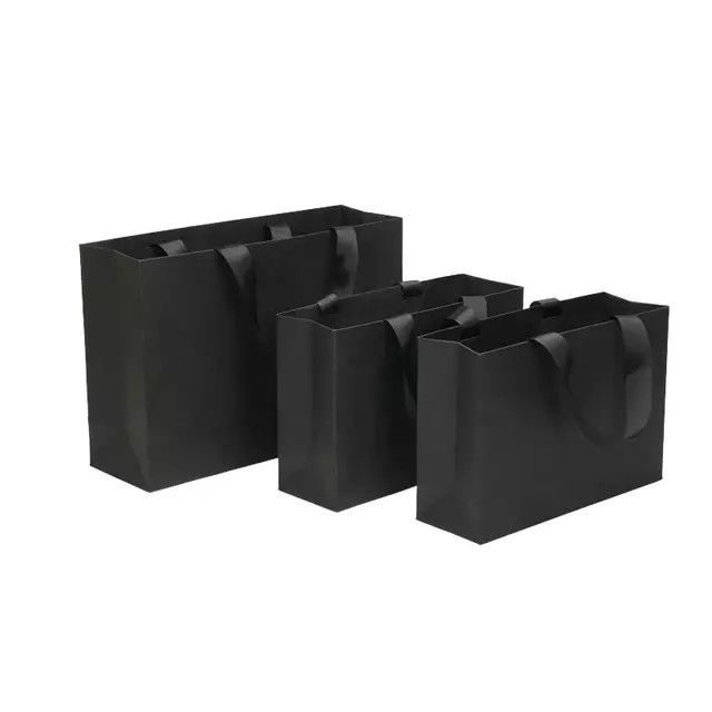 Elegant Promotional Paper Shopping Black Custom Packaging Bag
