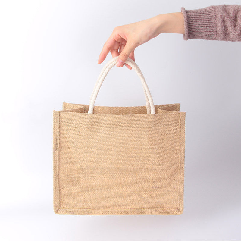 100% Jute Material Plain Natural Fiber Tote Bags Waterproof